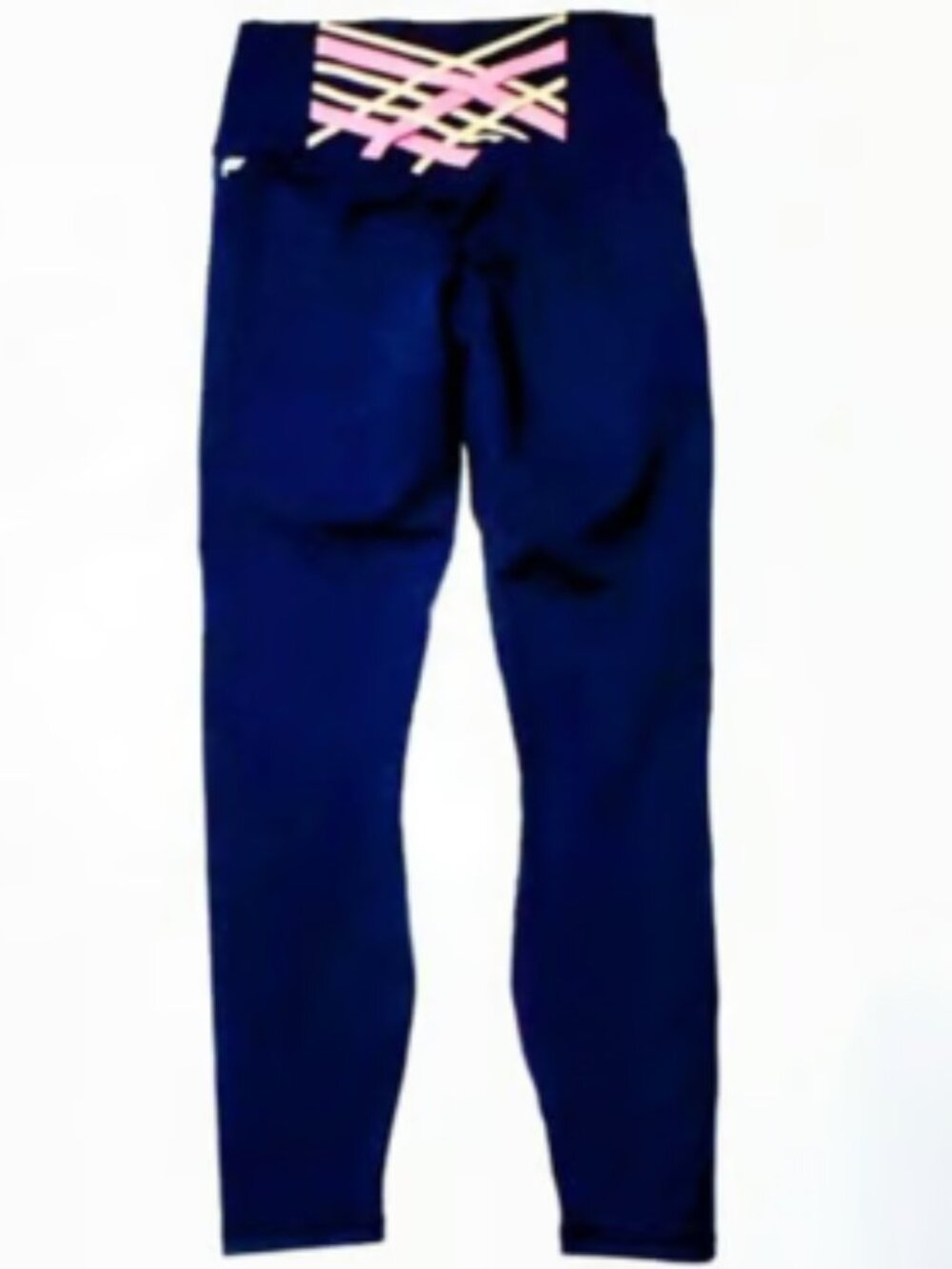 Fabletics Power Hold Capri High Waist Crisscross Yoga Athletic Blue Leggings